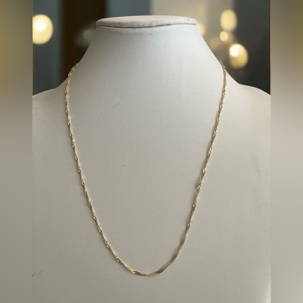 Swirl Diamond Cut Style 14K Gold Electroplated Necklace